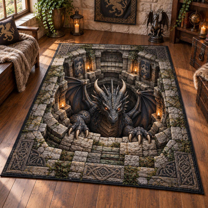 Stone Dungeon Dragon Area Rug SN0DV734