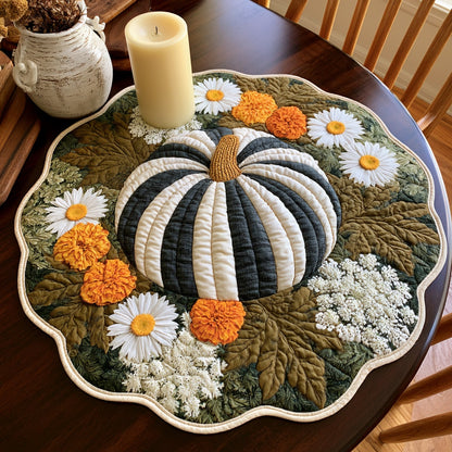 Striped Gourd Custom Shape Quilted Table Topper NCU0LV177