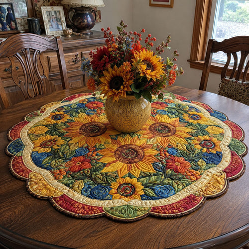 Sunflower Blessings Custom Shape Quilted Table Topper SN0PT484
