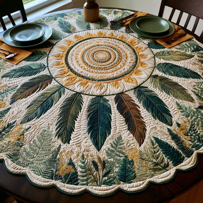 Sunflower Ferns Custom Shape Quilted Table Topper NCU0LV236