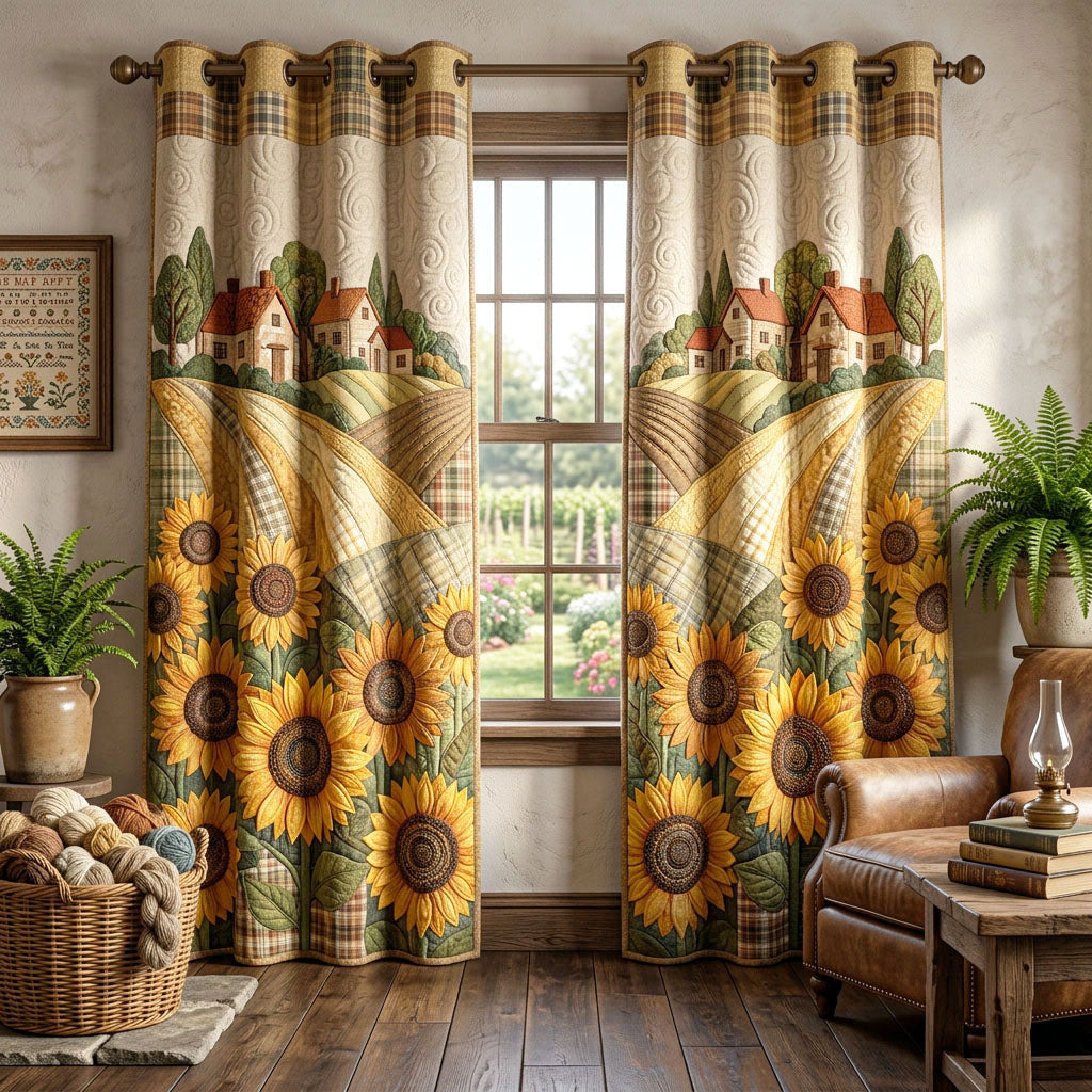 Sunflower Field Quilted Curtains NCU0ND75