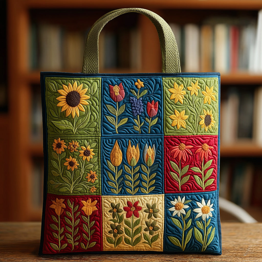 Sunflower Flower Quilted Tote Bag NCU0HH601