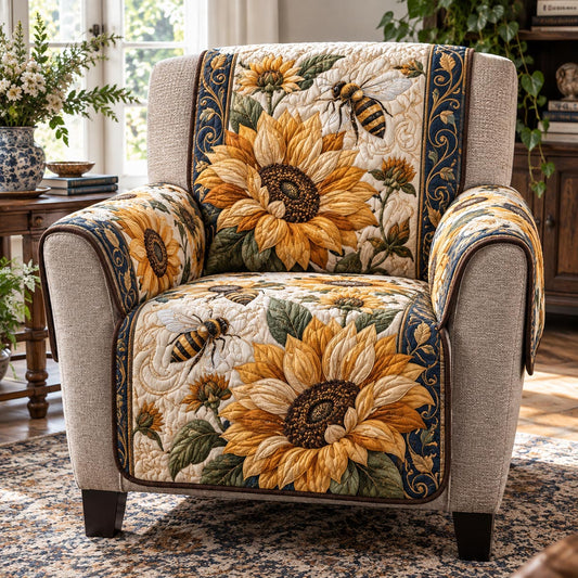 Sunflower Garden Bee Quilted Sofa Cover SN0DV1049