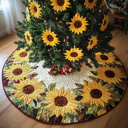 Sunflower Glow Christmas Quilted Tree Skirt NCU0DDK1628