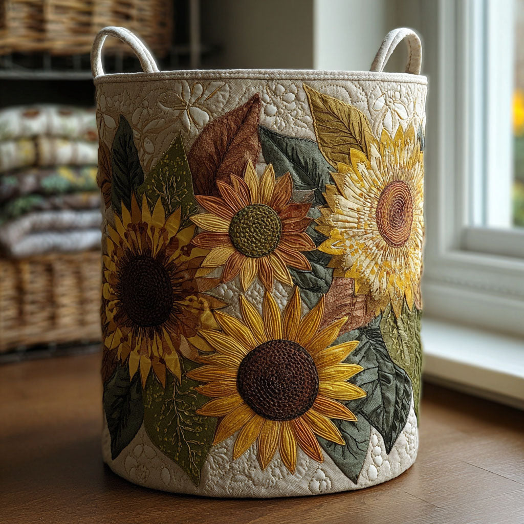 Sunflower Glow Quilted Laundry Basket NCU0DDK1613