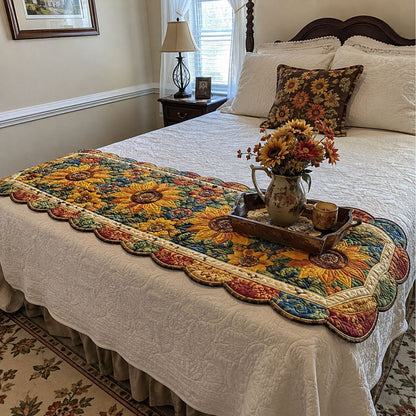 Sunflower Harvest Custom Shape Quilted Bed Runner SN0PT531