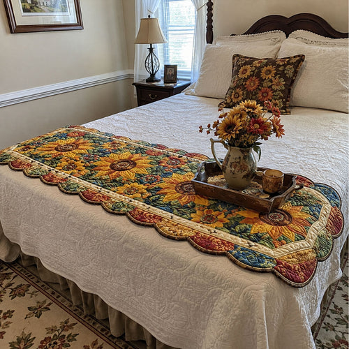 Sunflower Harvest Custom Shape Quilted Bed Runner SN0PT531