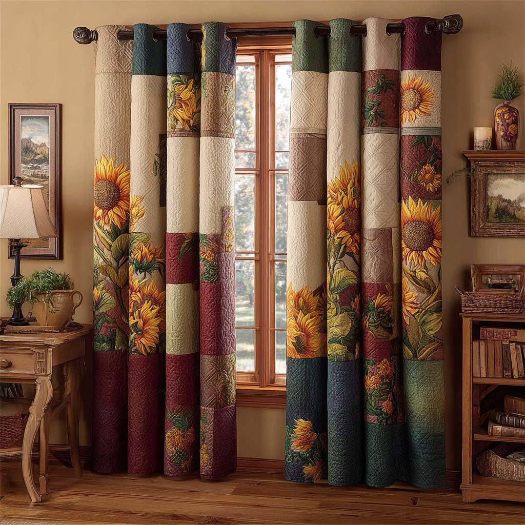 Sunflower Harvest Quilted Curtains NCU0QQ326