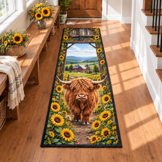 Sunflower Highland Cow Runner Carpet SN0HH0934