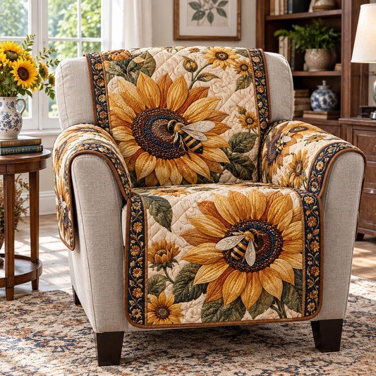 Sunflower Honey Bee Quilted Sofa Cover SN0DV1040