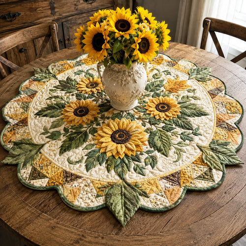 Sunflower Meadow Custom Shape Quilted Table Topper SN0TV093