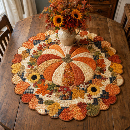 Sunflower Pumpkin Custom Shape Quilted Table Topper SN0TV061
