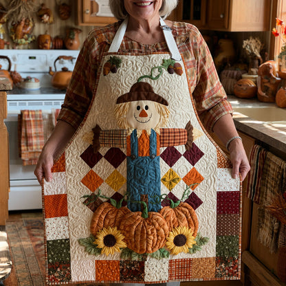 Sunflower Scarecrow Smile Quilted Apron SN0PT294