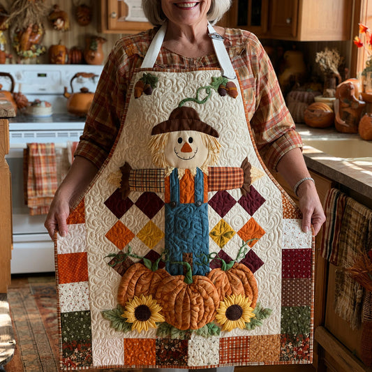 Sunflower Scarecrow Smile Quilted Apron SN0PT294