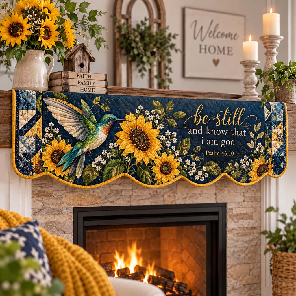 Sunlit Hummingbird Quilted Mantel Scarf SN0HH0646