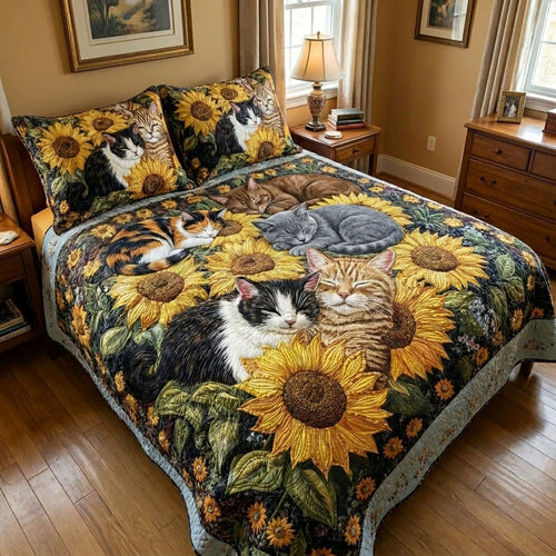 Sunlit Whiskers 3-Piece Quilted Bedding Set SN0PT214