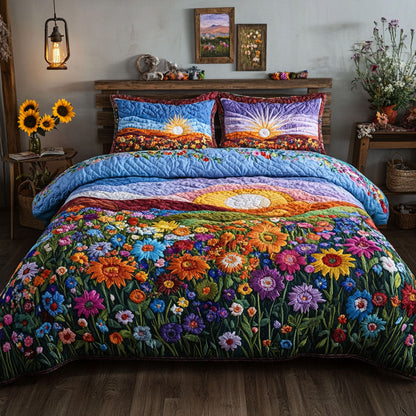Sunny Blooms 3-Piece Quilted Bedding Set NCU0PVL117