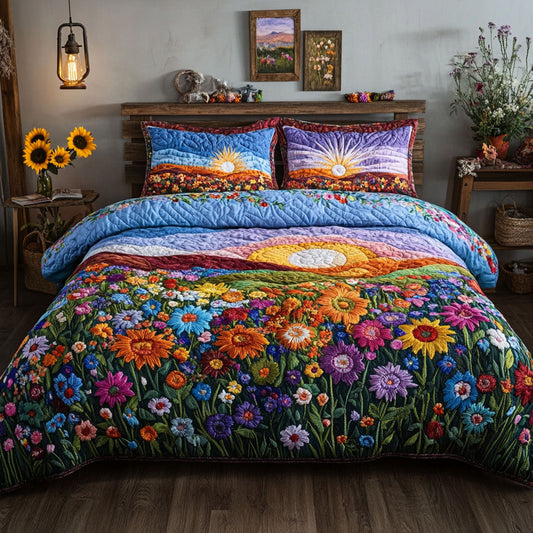 Sunny Blooms 3-Piece Quilted Bedding Set NCU0PVL117