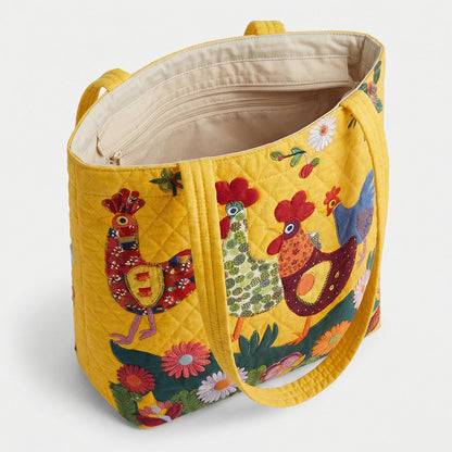 Sunny Farm Charm Quilted Zipper Tote Bag SN0PT019