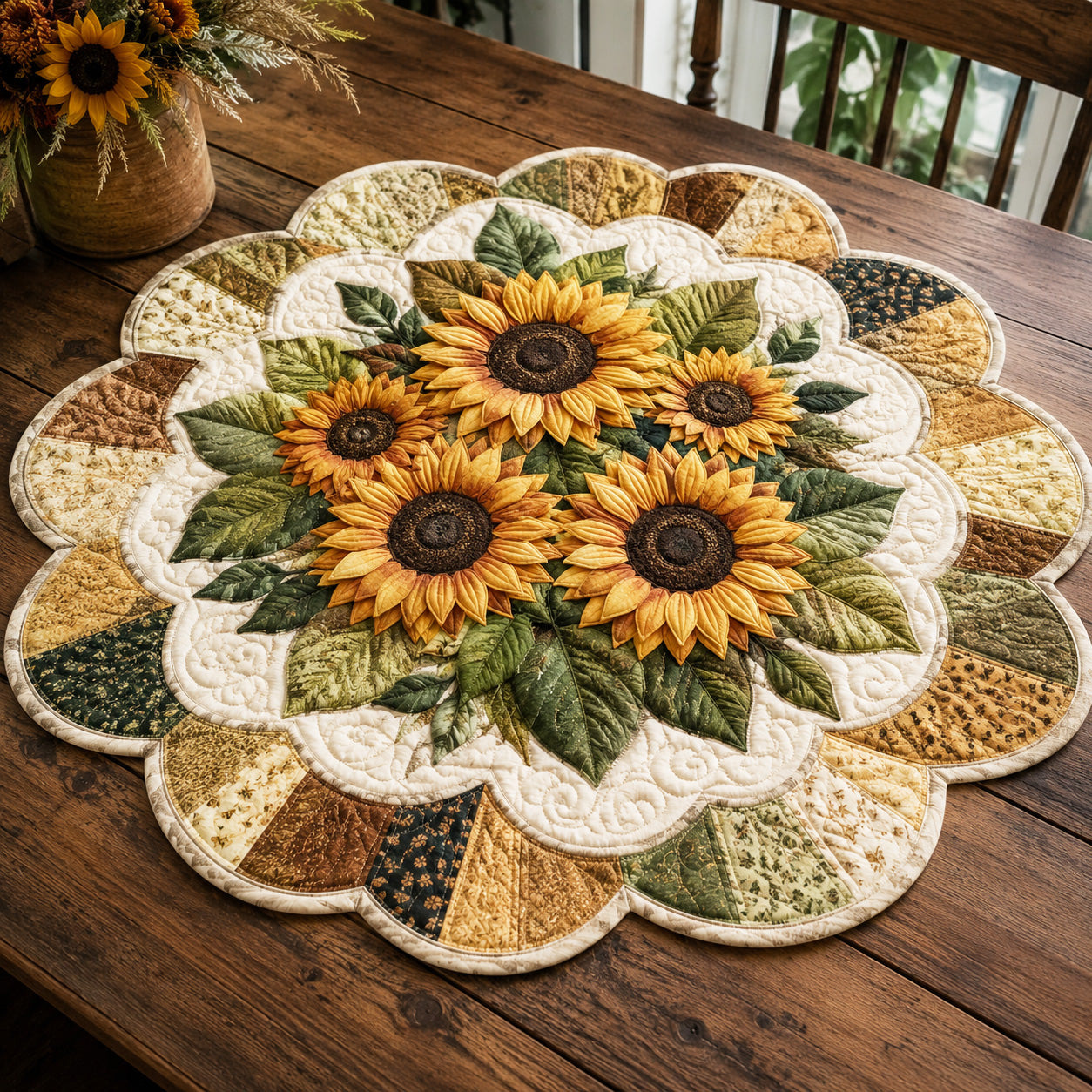 Sunny Harvest Custom Shape Quilted Table Topper SN0TV094