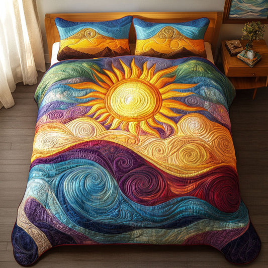 Sunrise Symphony 3-Piece Quilted Bedding Set NCU0VH407