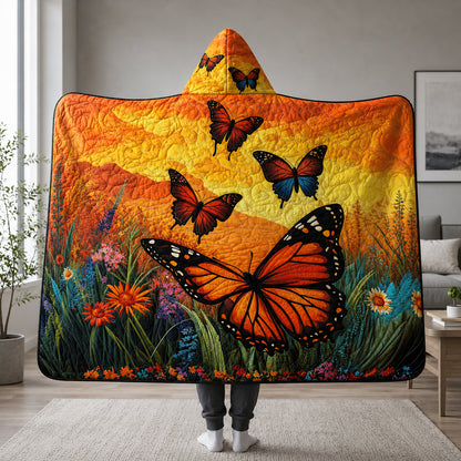 Sunset Butterfly Quilted Hooded Blanket SN0HH0162