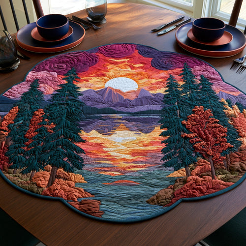 Sunset Lake Custom Shape Quilted Table Topper NCU0LV262