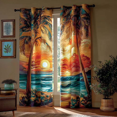 Sunset Ocean Quilted Curtains NCU0QQ267