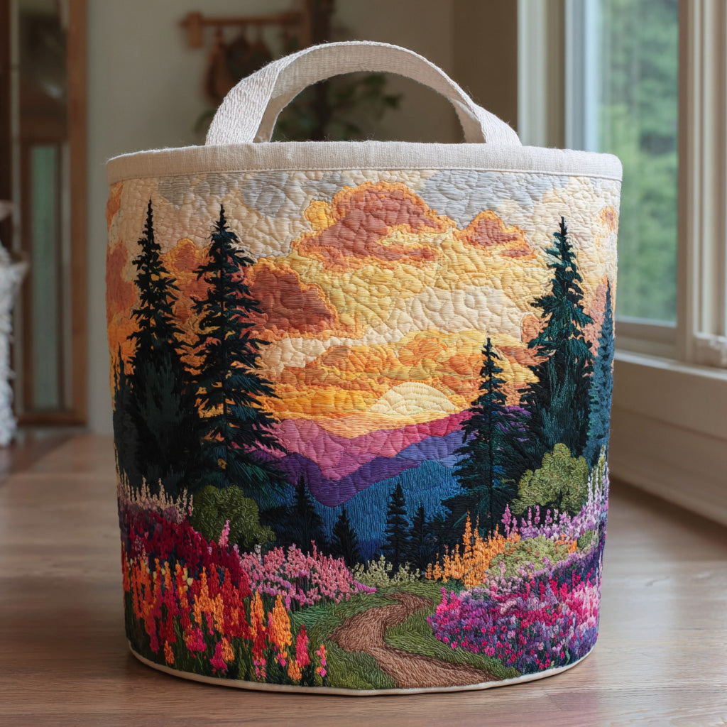Sunset Pines Quilted Laundry Basket NCU0PVL708