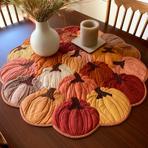 Sunset Pumpkins Custom Shape Quilted Table Topper NCU0LV154