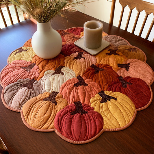 Sunset Pumpkins Custom Shape Quilted Table Topper NCU0LV154