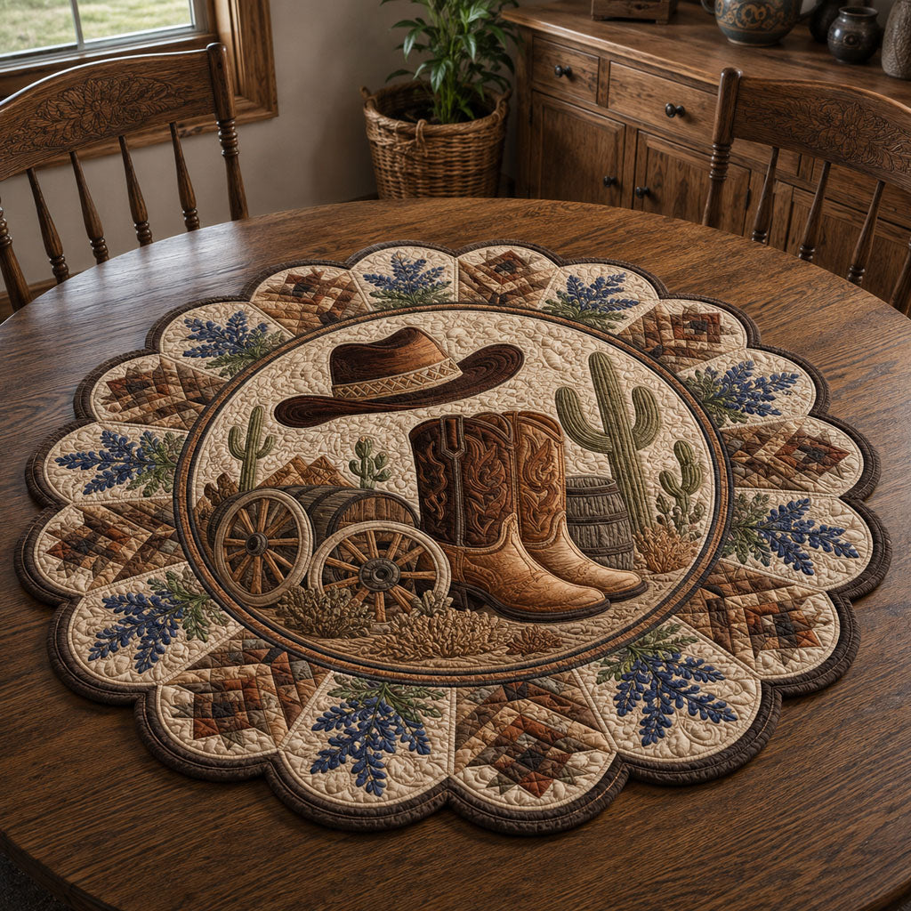Sunset Ranch Stories Custom Shape Quilted Table Topper SN0PT863