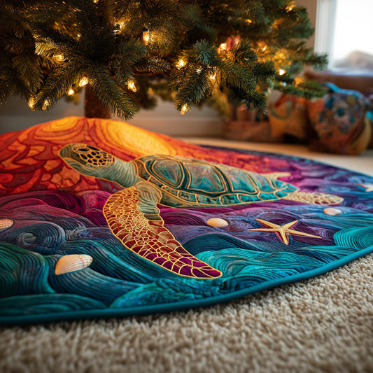 Sunset Turtle Christmas Quilted Tree Skirt NCU0PVL747