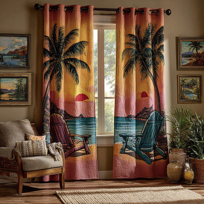 Surfside Palm Scene Quilted Curtains NCU0DH969