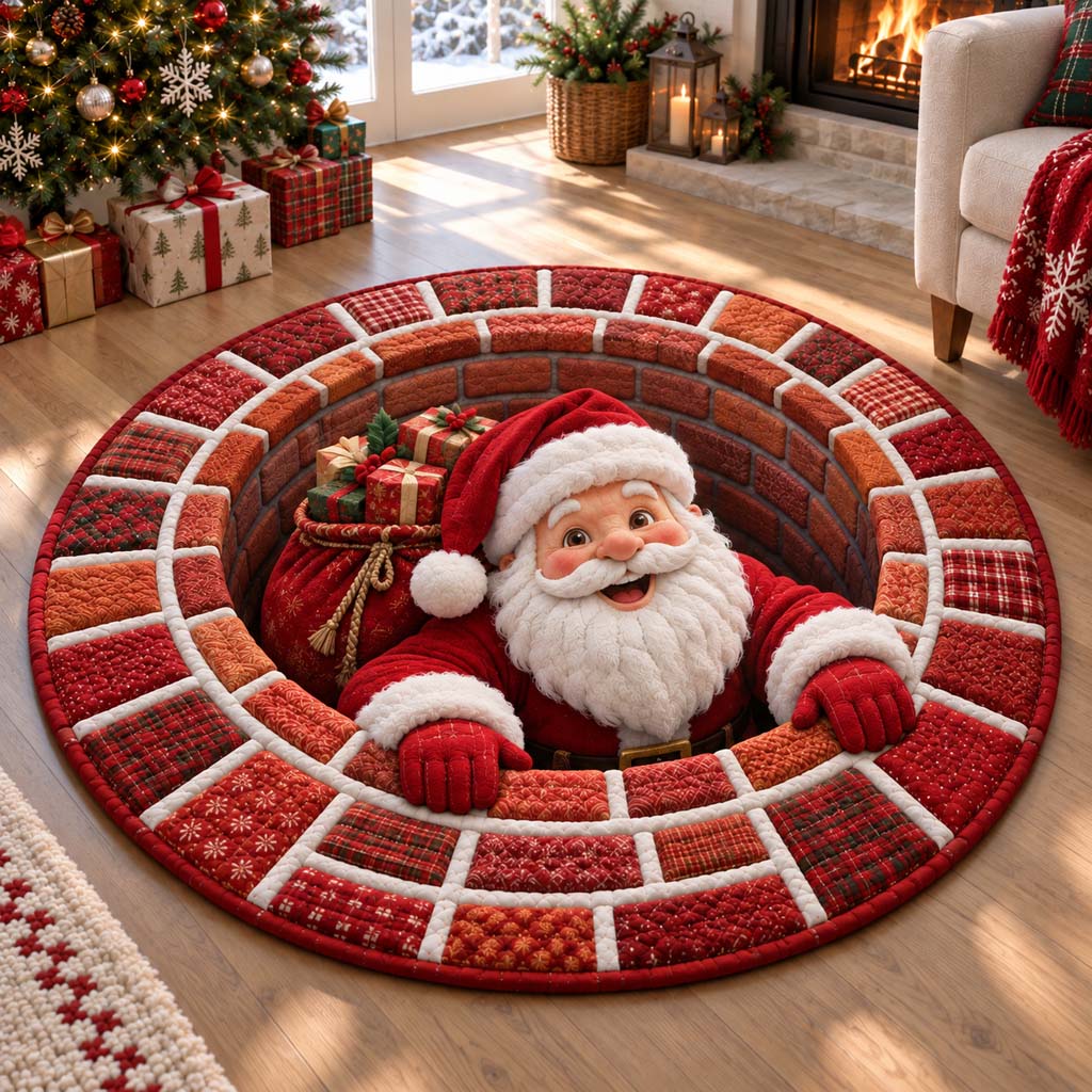 Surprise Santa Quilted Round Mat SN0HH0443