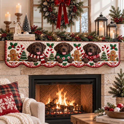 Sweet Chocolate Labrador Quilted Mantel Scarf SN0HH0756