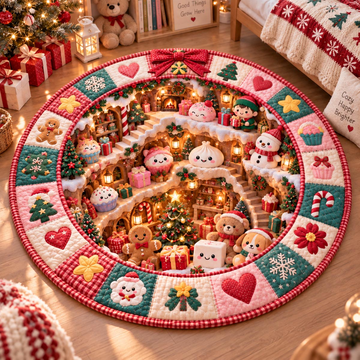 Sweet Christmas Dreamland Quilted Round Mat SN0DV819