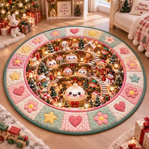 Sweet Holiday Village Quilted Round Mat SN0DV808
