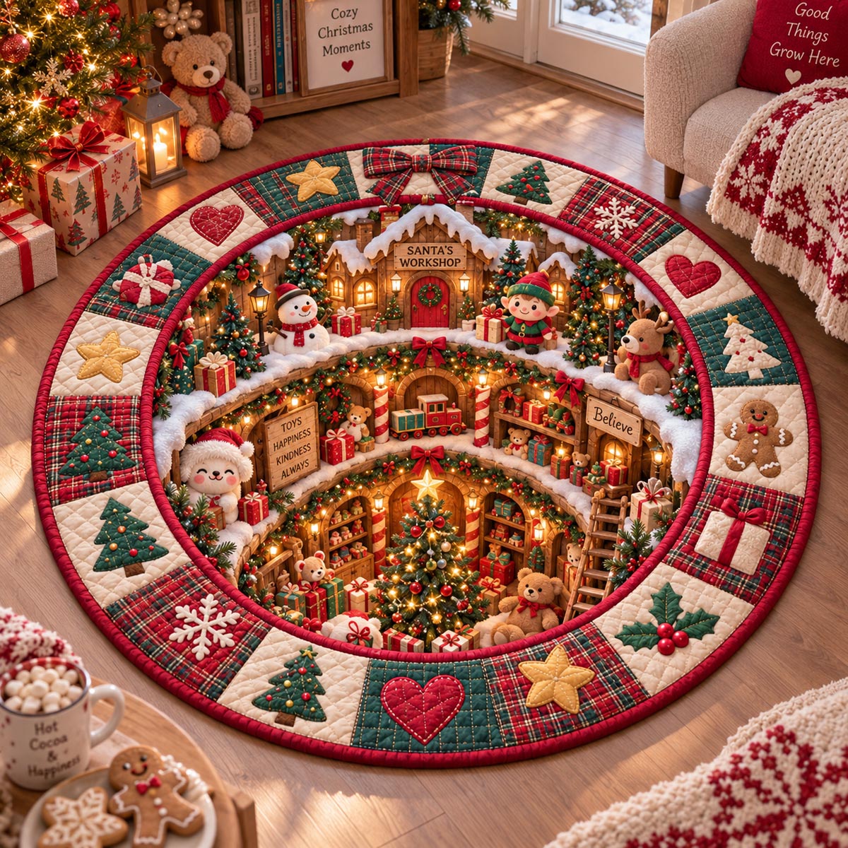Sweet Holiday Village Quilted Round Mat SN0DV828