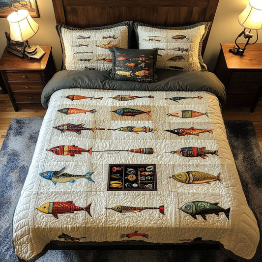 Tackle Box Dreams 3-Piece Quilted Bedding Set NCU0PT5305