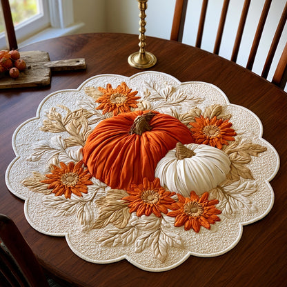 Tangerine Blooms Custom Shape Quilted Table Topper NCU0LV209
