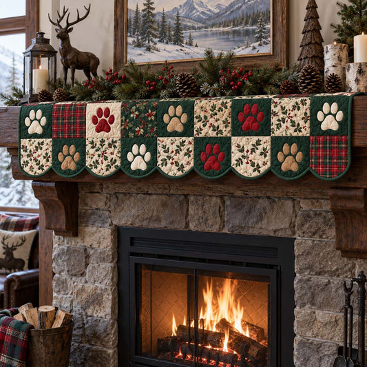Tartan Paw Holly Quilted Mantel Scarf SN0HH0352