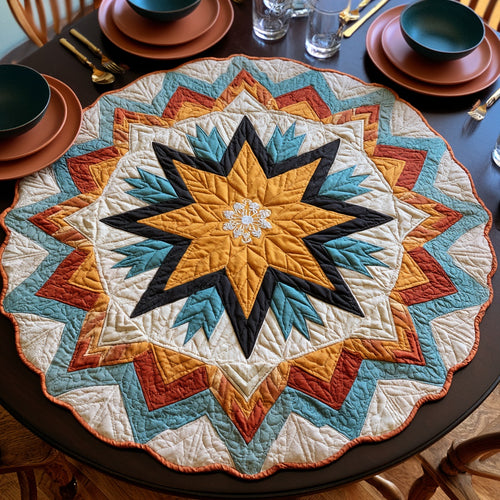 Teal Arrow Custom Shape Quilted Table Topper NCU0LV223