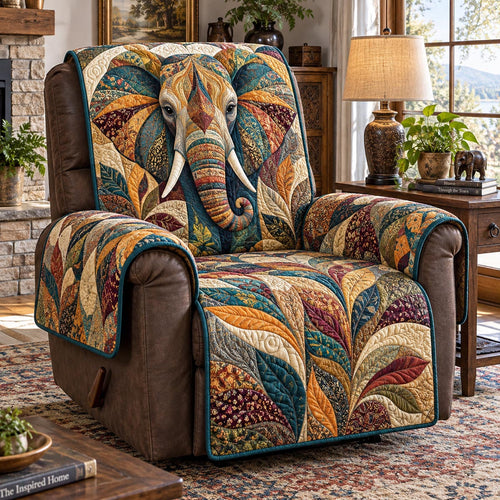 Teal Autumn Elephant Quilted Sofa Cover SN0DV1007