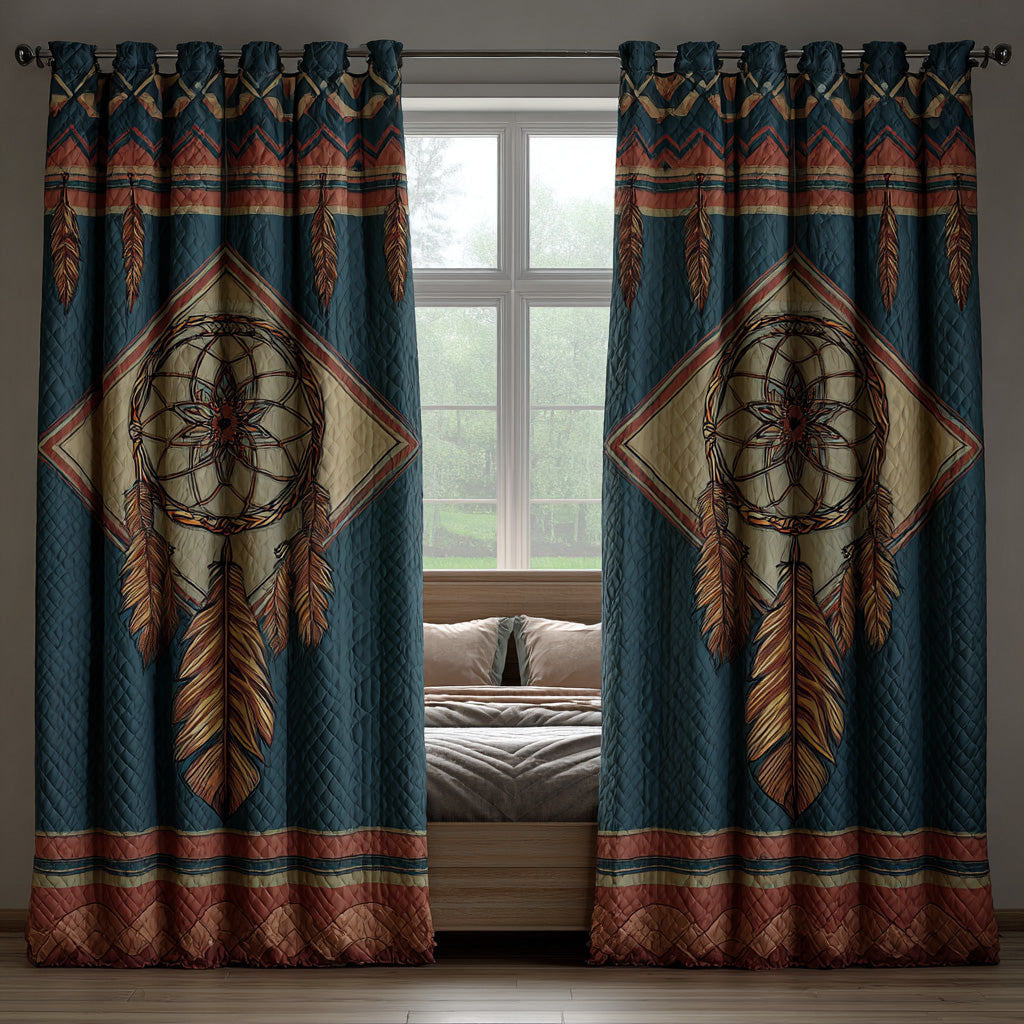 Teal Guardian Circle Quilted Curtains NCU0DH879