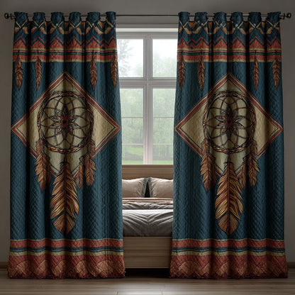 Teal Guardian Circle Quilted Curtains NCU0DH879