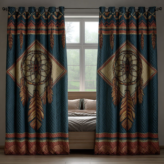Teal Guardian Circle Quilted Curtains NCU0DH879