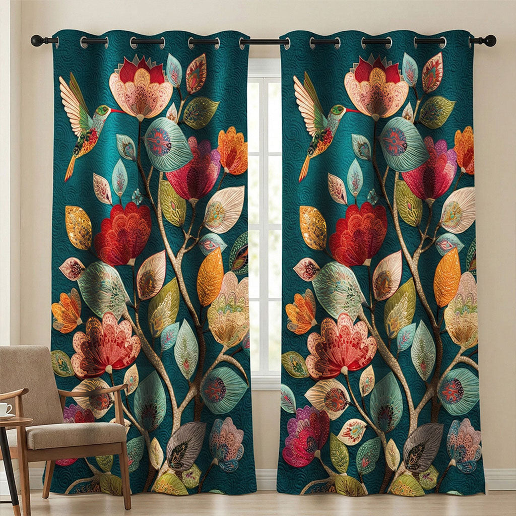 Teal Petal Flight Quilted Curtains NCU0TN282