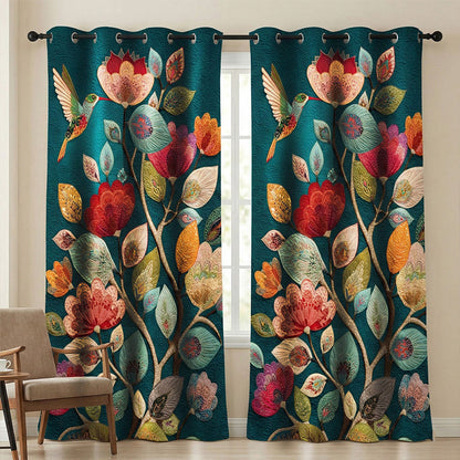 Teal Petal Flight Quilted Curtains NCU0TN282
