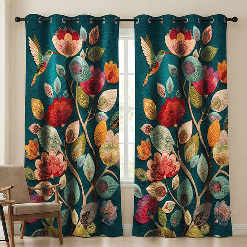 Teal Petal Flight Quilted Curtains NCU0TN282